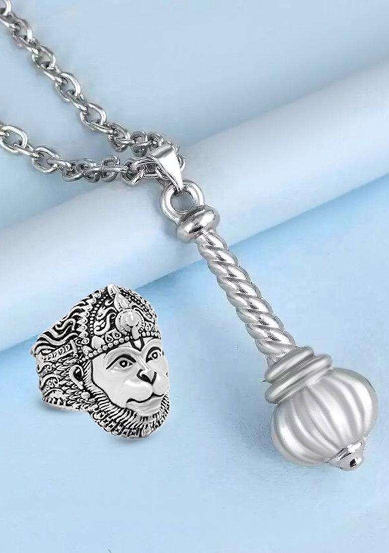 Silver-Plated Quirky Pendants with Chains for Men | Stylish Party & Everyday Wear | Gift for Him - Indya