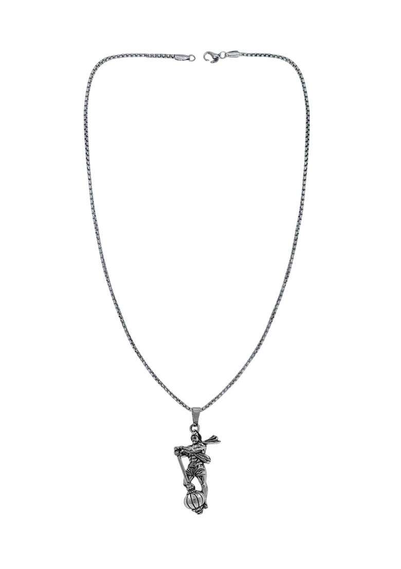 Silver-Plated Square Pendants with Chains for Men | Stylish Party & Everyday Wear | Gift for Him - Indya