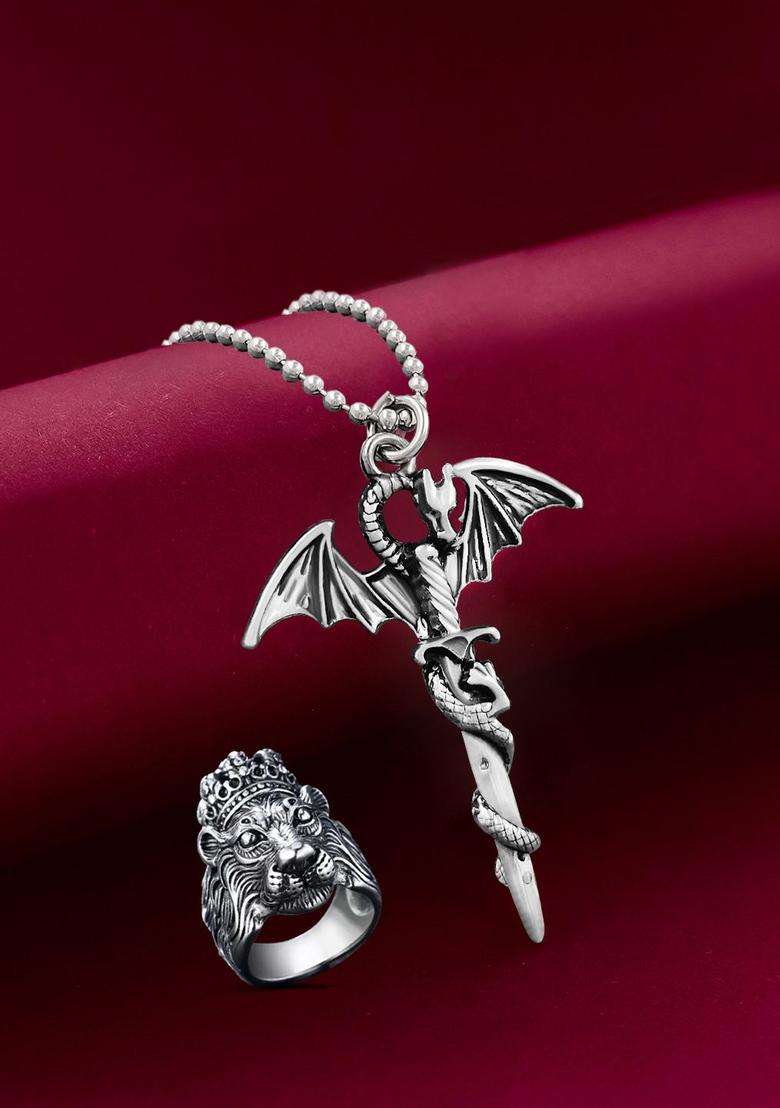 Silver-Plated Contemporary Pendants with Chains for Men | Stylish Party & Everyday Wear | Gift for Him - Indya