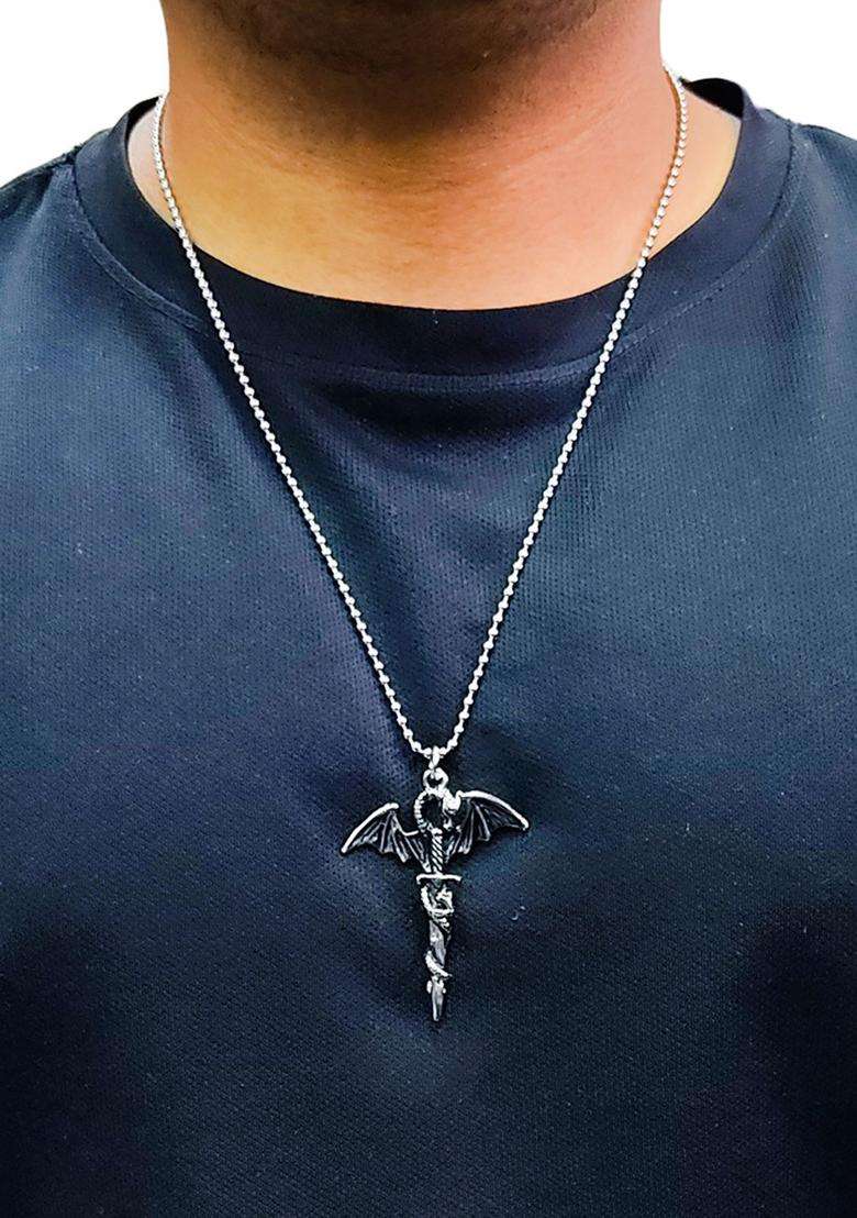 Silver-Plated Contemporary Pendants with Chains for Men | Stylish Party & Everyday Wear | Gift for Him - Indya