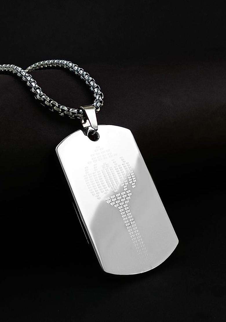 Silver-Plated Square Pendants with Chains for Men | Stylish Party & Everyday Wear | Gift for Him - Indya