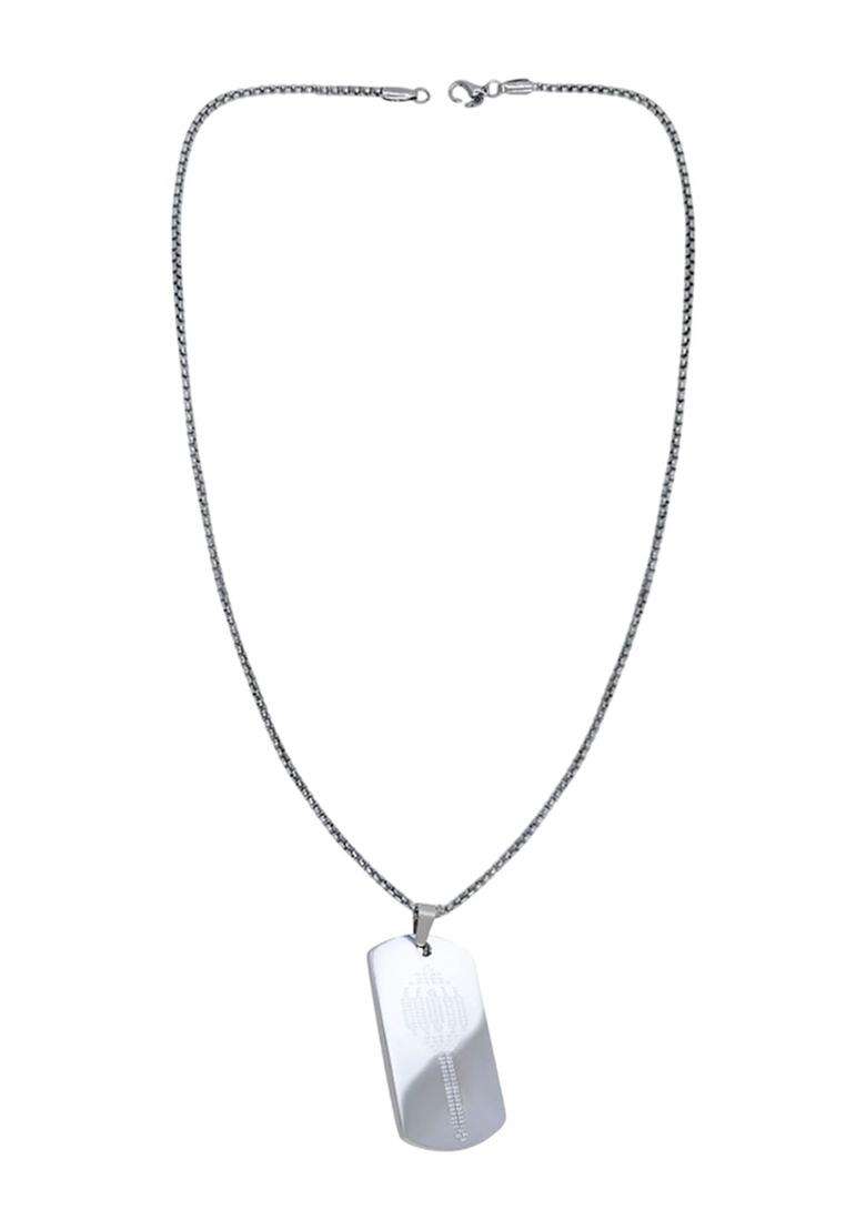Silver-Plated Square Pendants with Chains for Men | Stylish Party & Everyday Wear | Gift for Him - Indya