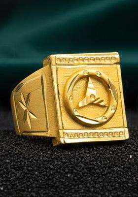 Gold-Plated Temple Finger Ring for Men | Stylish Party & Everyday Wear | Gift for Him