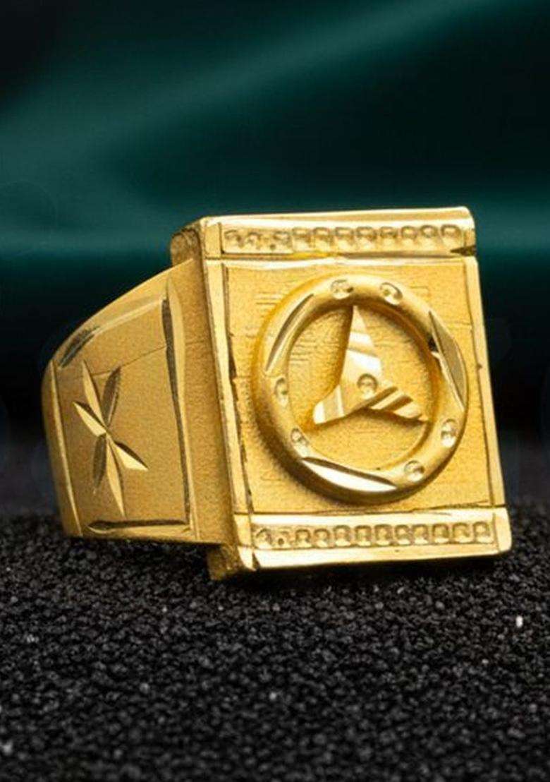 Gold-Plated Temple Finger Ring for Men | Stylish Party & Everyday Wear | Gift for Him - Indya