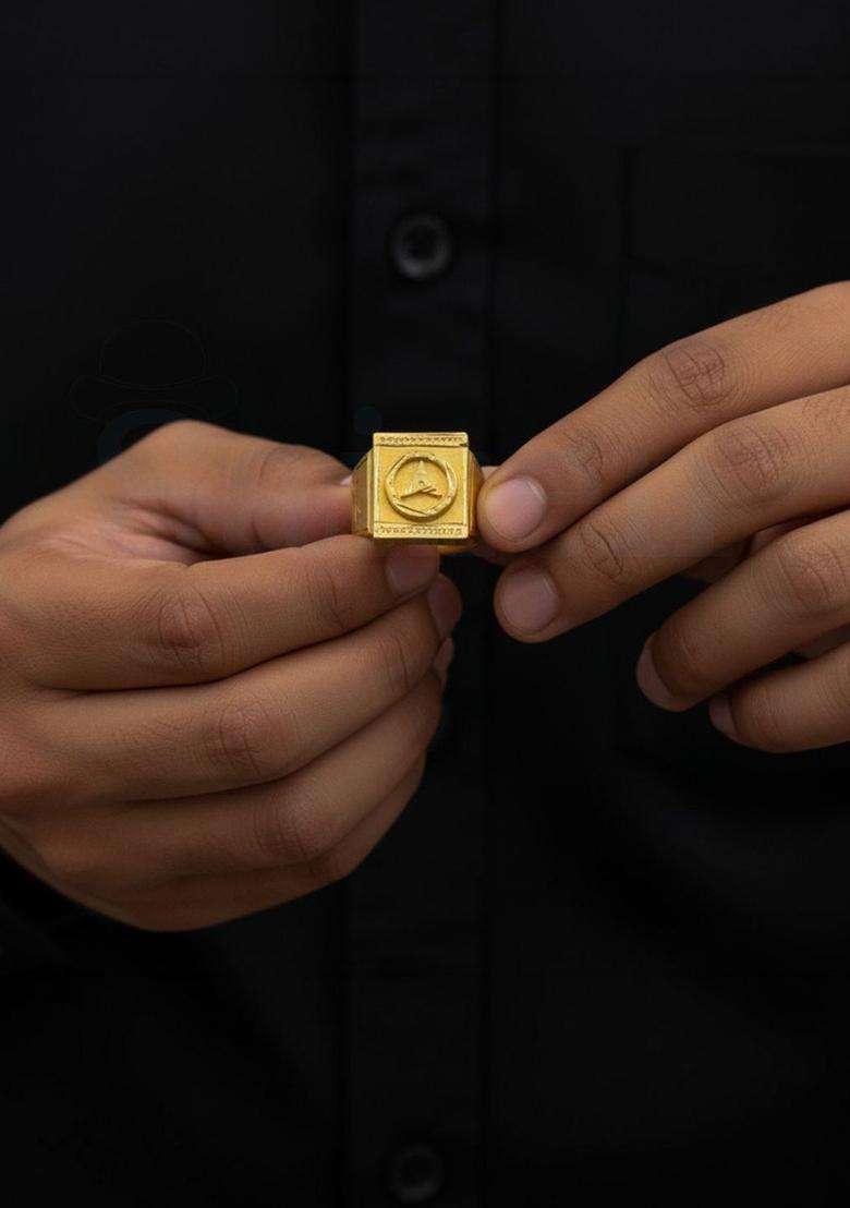 Gold-Plated Temple Finger Ring for Men | Stylish Party & Everyday Wear | Gift for Him - Indya