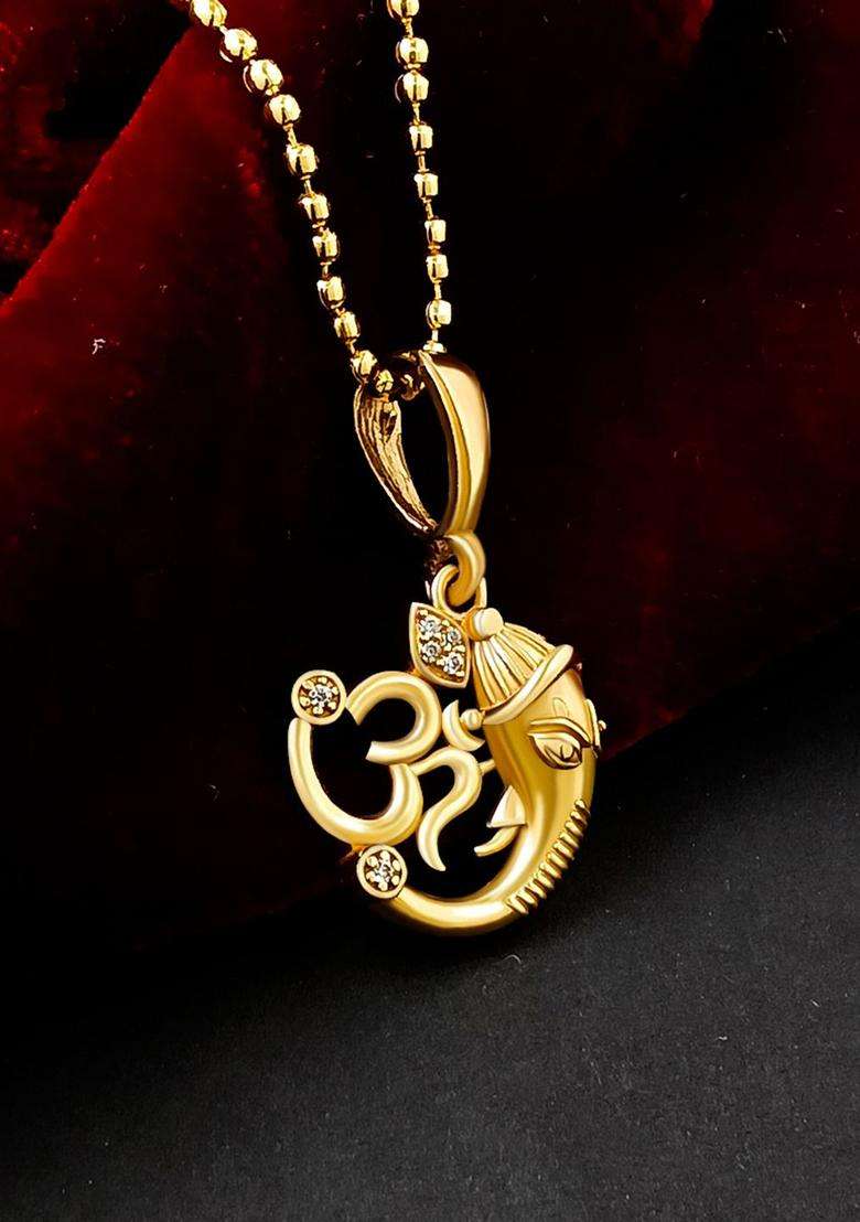 Gold-Plated Oval Pendants with Chains for Men | Stylish Party & Everyday Wear | Gift for Him - Indya