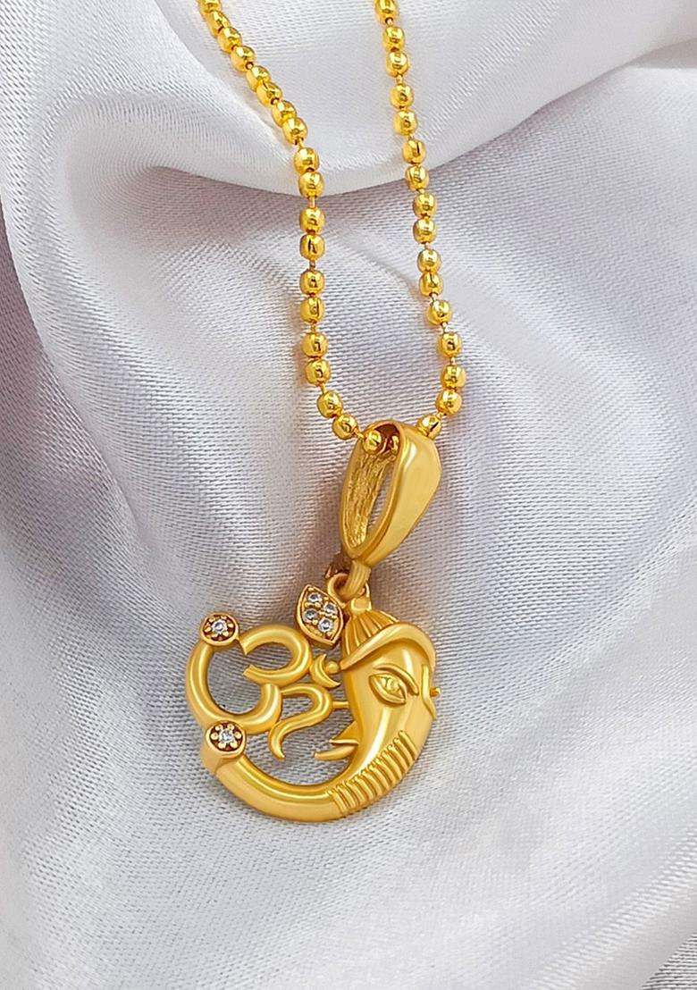 Gold-Plated Oval Pendants with Chains for Men | Stylish Party & Everyday Wear | Gift for Him - Indya
