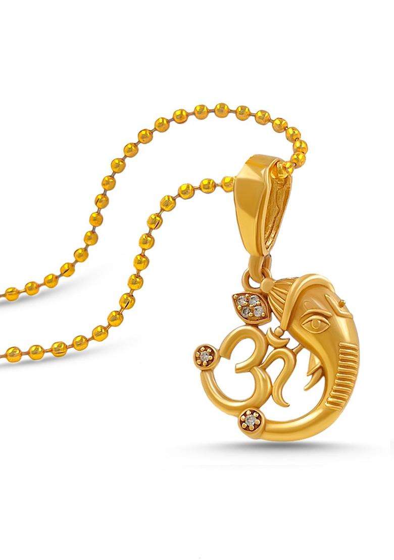 Gold-Plated Oval Pendants with Chains for Men | Stylish Party & Everyday Wear | Gift for Him - Indya