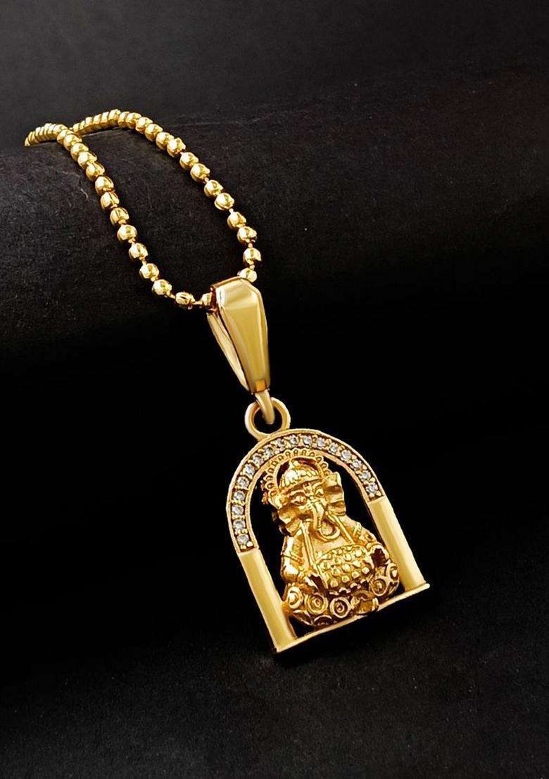 Gold-Plated Contemporary Pendants with Chains for Men | Stylish Party & Everyday Wear | Gift for Him - Indya