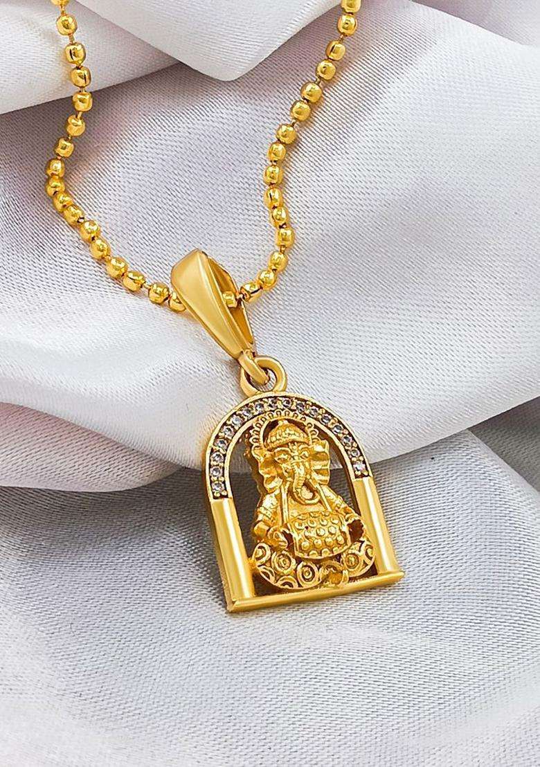 Gold-Plated Contemporary Pendants with Chains for Men | Stylish Party & Everyday Wear | Gift for Him - Indya