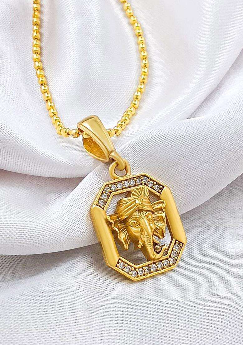 Gold-Plated Contemporary Pendants with Chains for Men | Stylish Party & Everyday Wear | Gift for Him - Indya