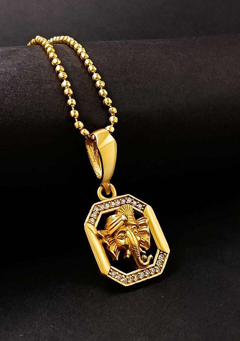 Gold-Plated Contemporary Pendants with Chains for Men | Stylish Party & Everyday Wear | Gift for Him - Indya