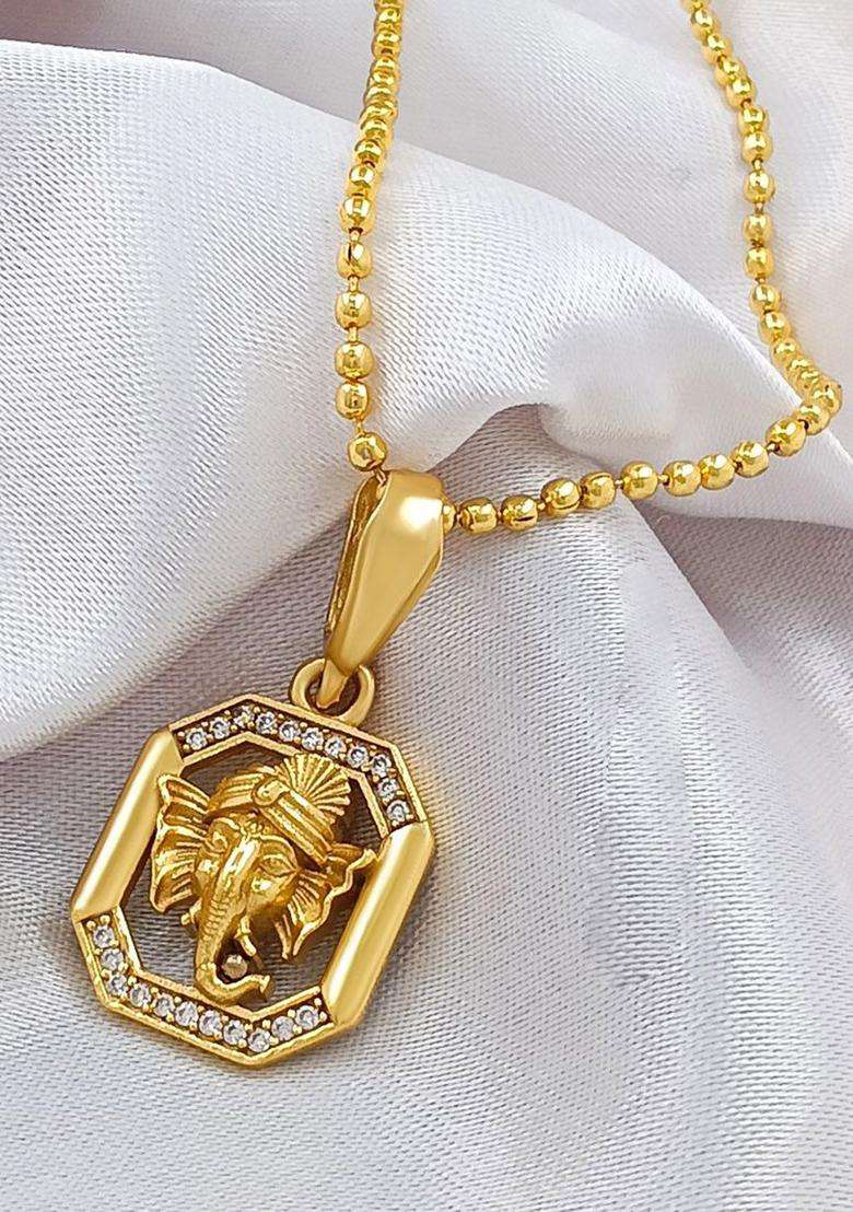 Gold-Plated Contemporary Pendants with Chains for Men | Stylish Party & Everyday Wear | Gift for Him - Indya