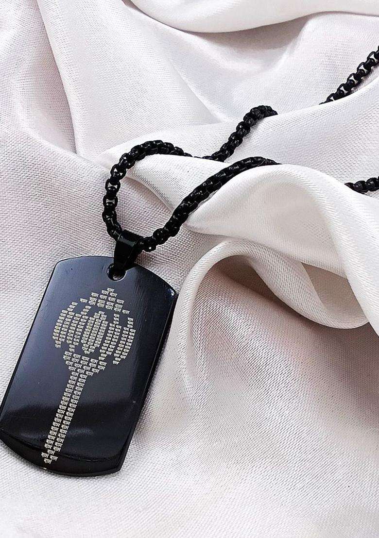 Silver-Plated Square Pendants with Chains for Men | Stylish Party & Everyday Wear | Gift for Him - Indya