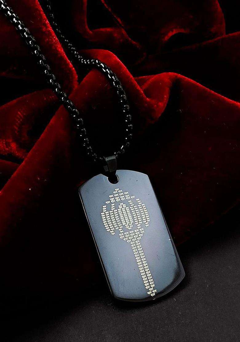 Silver-Plated Square Pendants with Chains for Men | Stylish Party & Everyday Wear | Gift for Him - Indya