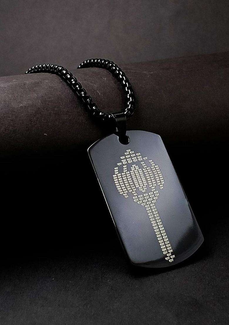 Silver-Plated Square Pendants with Chains for Men | Stylish Party & Everyday Wear | Gift for Him - Indya