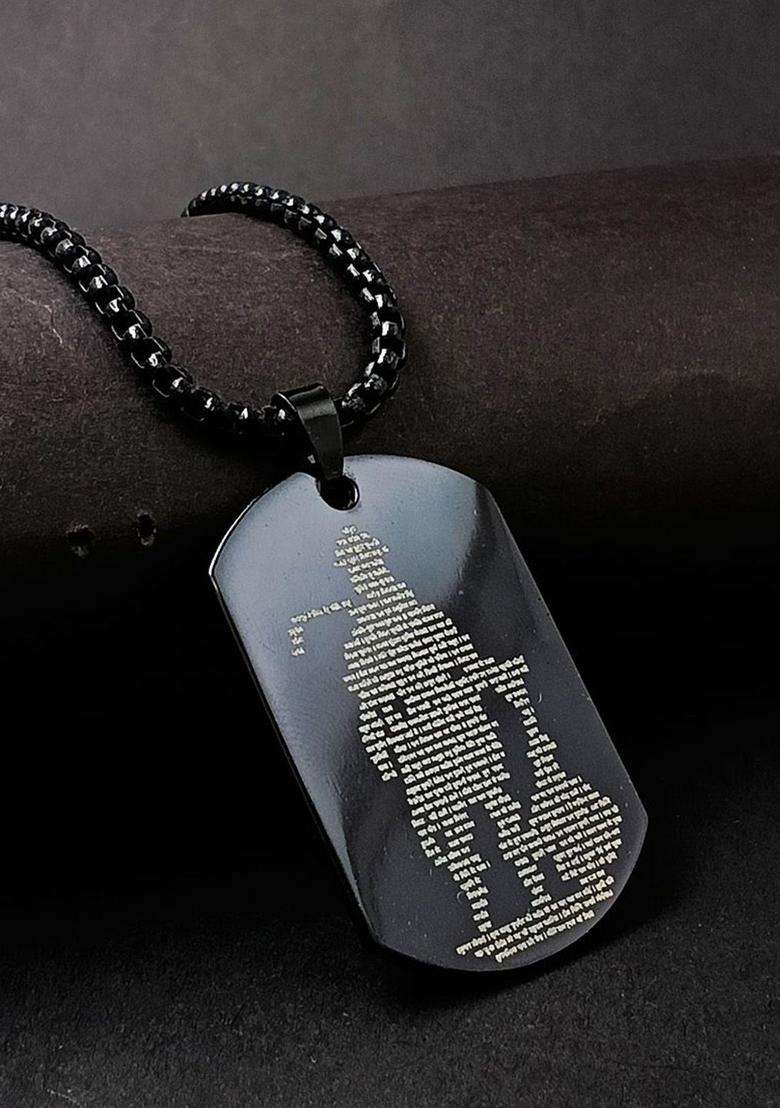 Silver-Plated Oval Pendants with Chains for Men | Stylish Party & Everyday Wear | Gift for Him - Indya