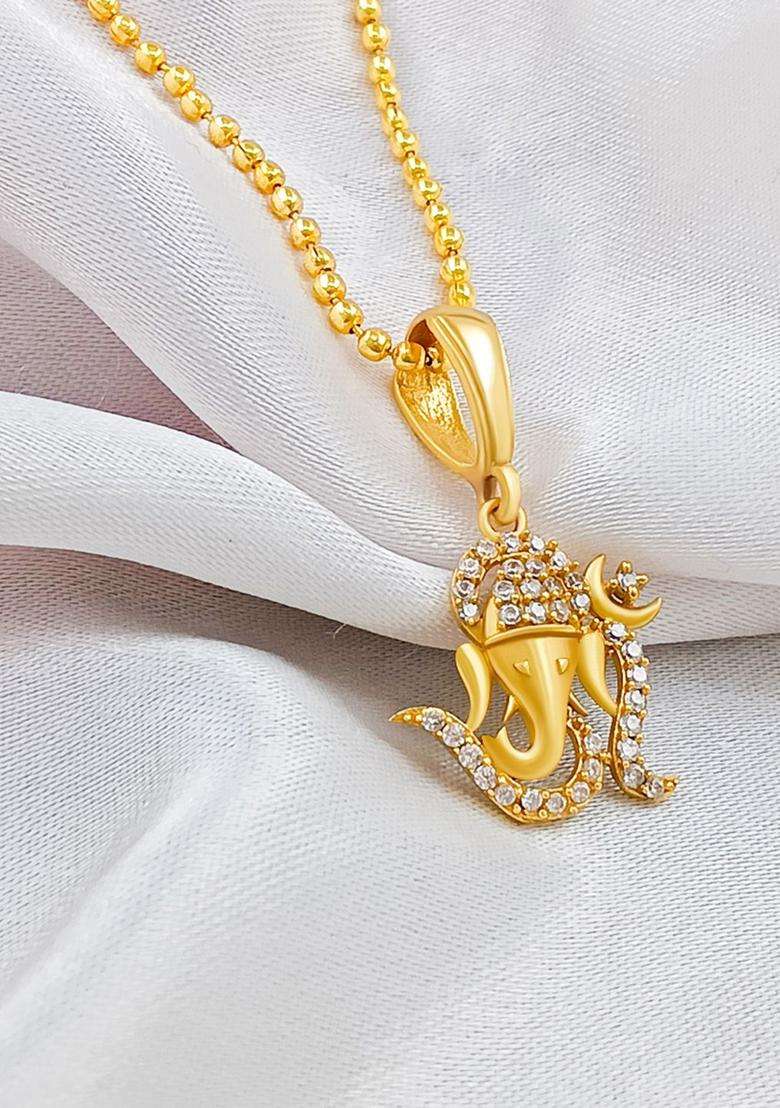 Gold-Plated Contemporary Pendants with Chains for Men | Traditional Temple Jewellery for Wedding & Festive Wear | Gift for Him - Indya