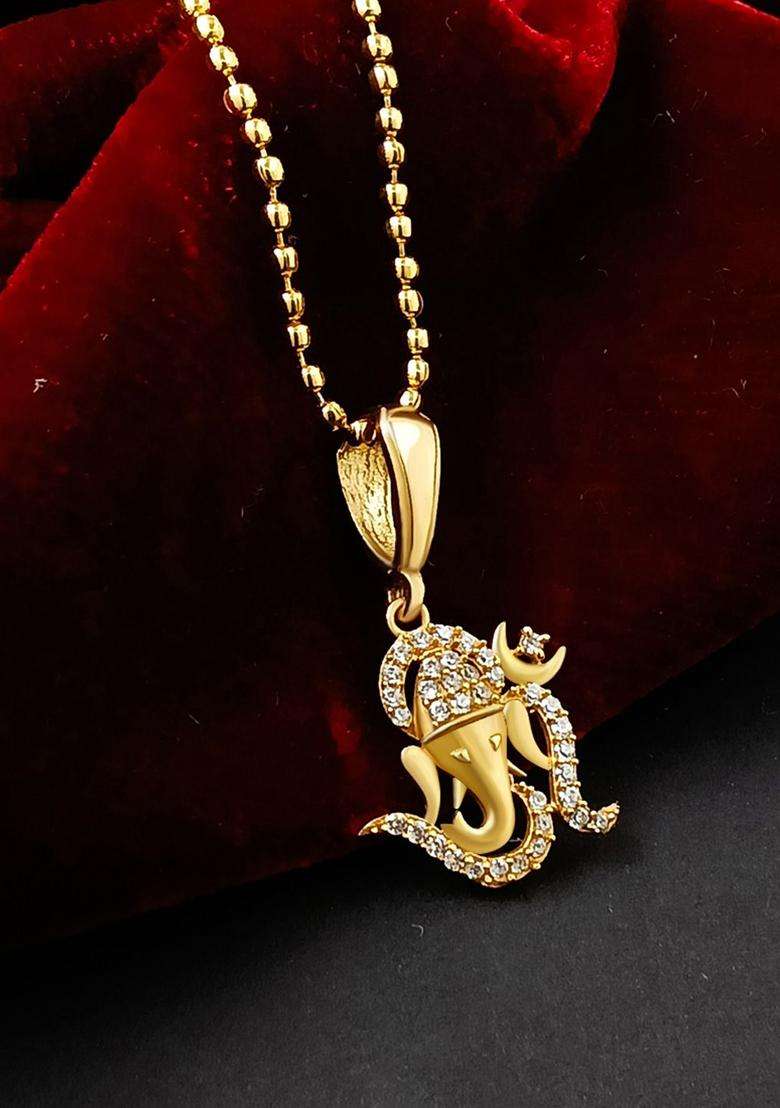 Gold-Plated Contemporary Pendants with Chains for Men | Traditional Temple Jewellery for Wedding & Festive Wear | Gift for Him - Indya
