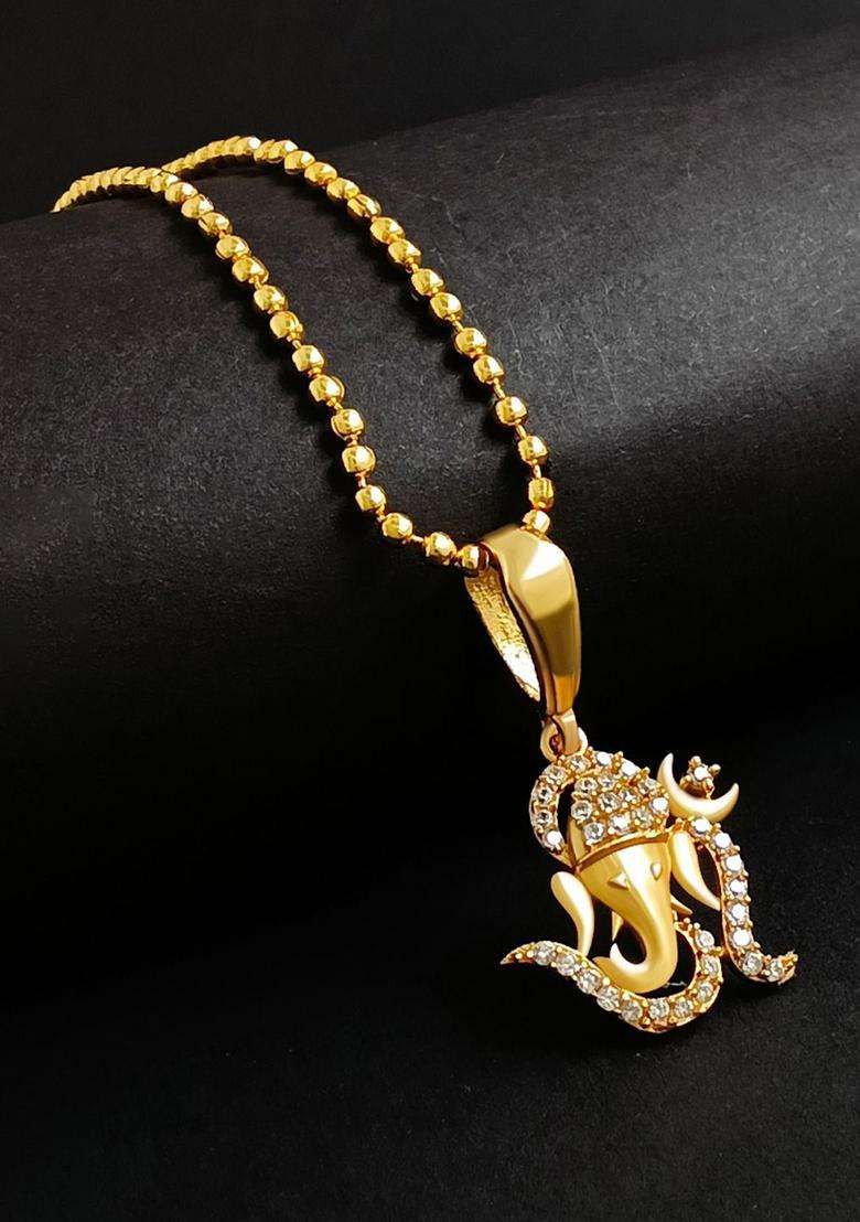 Gold-Plated Contemporary Pendants with Chains for Men | Traditional Temple Jewellery for Wedding & Festive Wear | Gift for Him - Indya
