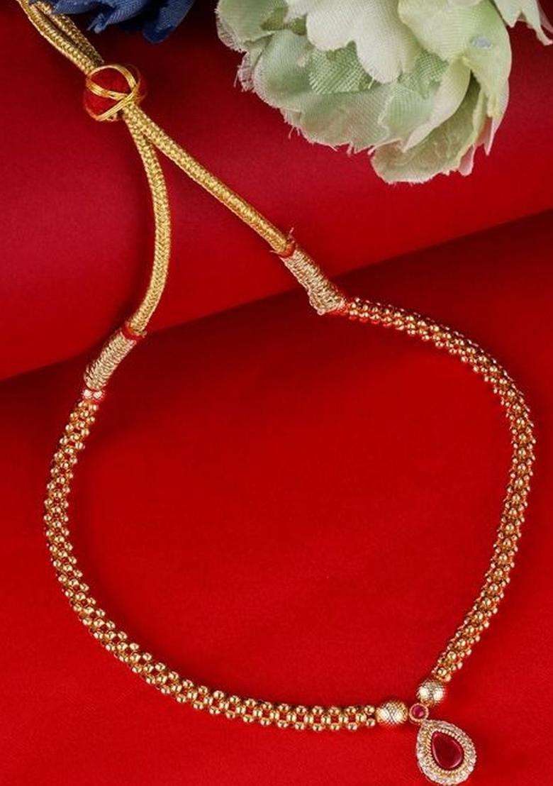 Brass Gold-Plated Temple Necklace with CZ Stone for Women | Traditional Temple Jewellery for Wedding & Festive Wear | Gift for Her - Indya