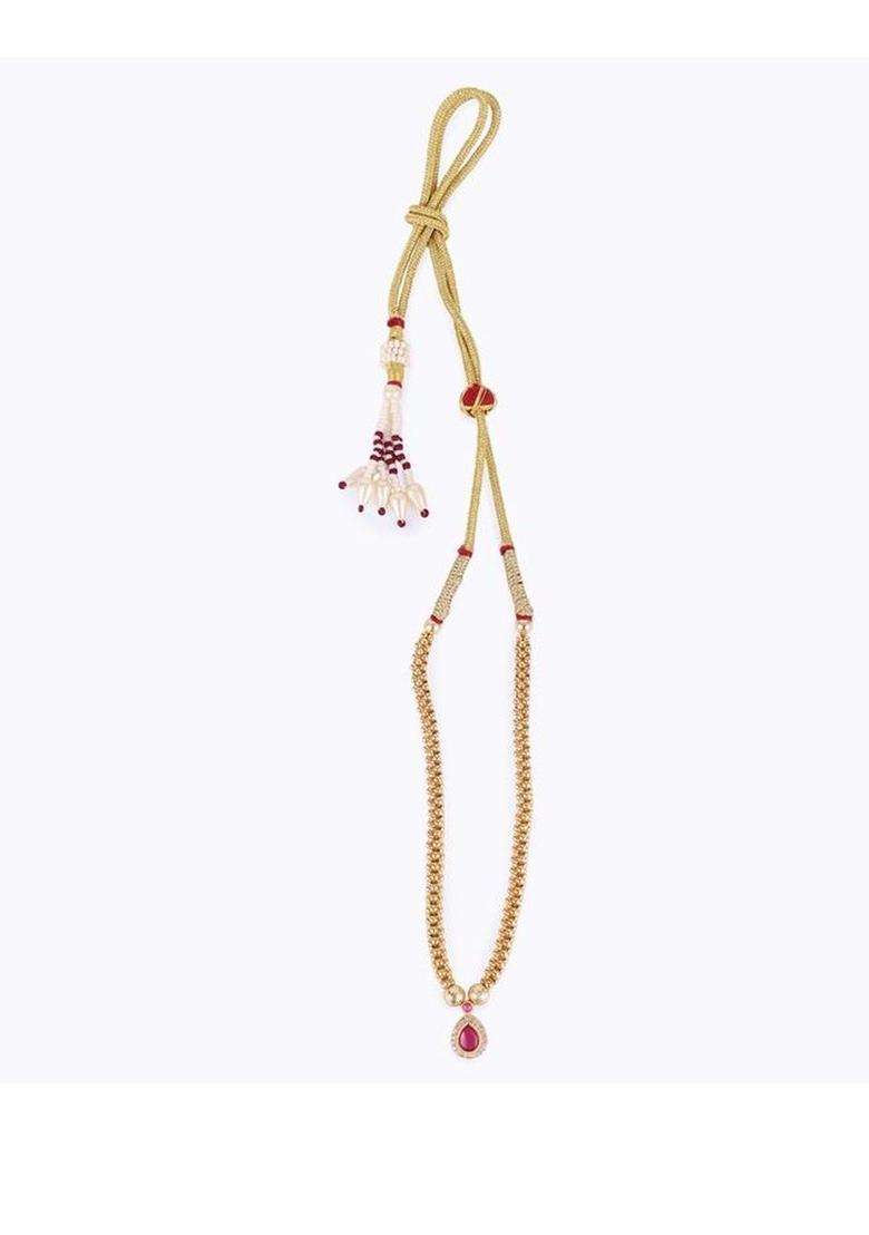 Brass Gold-Plated Temple Necklace with CZ Stone for Women | Traditional Temple Jewellery for Wedding & Festive Wear | Gift for Her - Indya