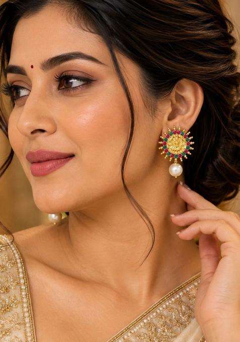 Circular Drop Earrings for Women | Traditional Temple Jewellery for Wedding & Festive Wear | Gift for Her