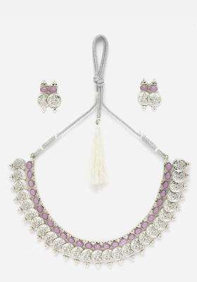 Oxidised Silver-Plated CZ & Pearl Studded Jewellery Set for Women | Traditional Temple Jewellery for Wedding & Festive Wear | Gift for Her