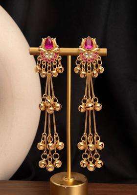 Gold-Plated Floral Drop Earrings for Women | Traditional Temple Jewellery for Wedding & Festive Wear | Gift for Her