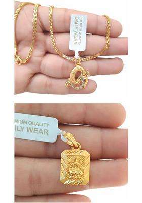 Gold-Plated Geometric Pendants with Chains for Men & Women | Traditional Temple Jewellery for Wedding & Festive Wear | Festive Gift