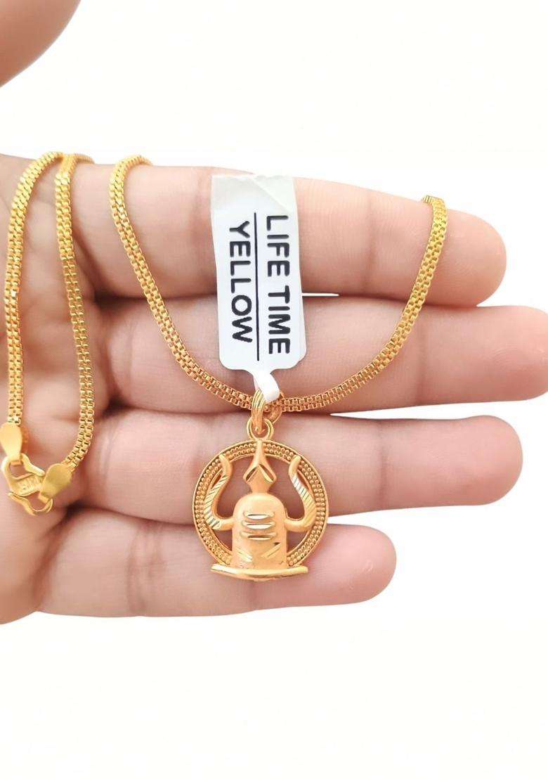 Gold-Plated Circular Pendants with Chains for Men & Women | Traditional Temple Jewellery for Wedding & Festive Wear | Festive Gift - Indya