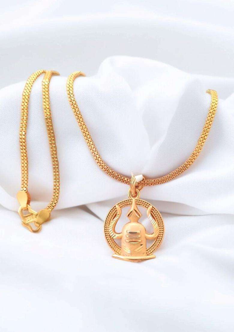 Gold-Plated Circular Pendants with Chains for Men & Women | Traditional Temple Jewellery for Wedding & Festive Wear | Festive Gift - Indya