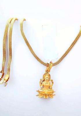 Gold-Plated Floral Pendants with Chains for Men & Women | Traditional Temple Jewellery for Wedding & Festive Wear | Festive Gift