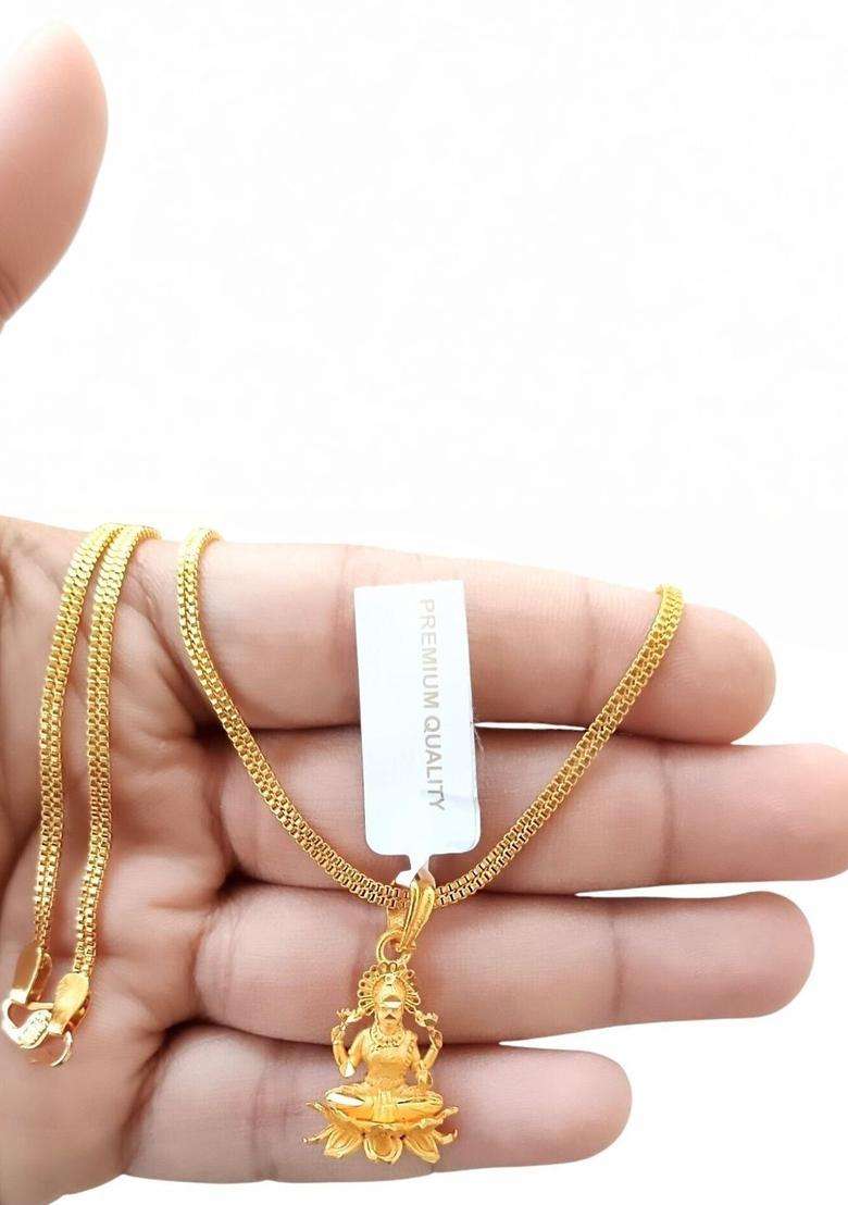 Gold-Plated Floral Pendants with Chains for Men & Women | Traditional Temple Jewellery for Wedding & Festive Wear | Festive Gift - Indya
