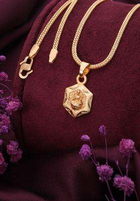 Gold-Plated Geometric Pendants with Chains for Men & Women | Traditional Temple Jewellery for Wedding & Festive Wear | Festive Gift