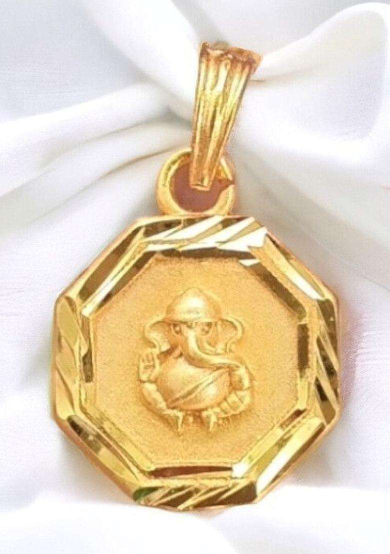 Gold-Plated Geometric Pendants for Men & Women | Traditional Temple Jewellery for Wedding & Festive Wear | Festive Gift - Indya