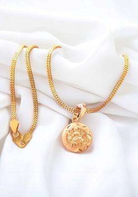 Gold-Plated Circular Pendants with Chains for Men & Women | Traditional Temple Jewellery for Wedding & Festive Wear | Festive Gift