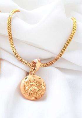Gold-Plated Circular Pendants with Chains for Men & Women | Traditional Temple Jewellery for Wedding & Festive Wear | Festive Gift