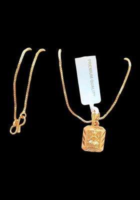Gold-Plated Geometric Pendants with Chains for Men & Women | Traditional Temple Jewellery for Wedding & Festive Wear | Festive Gift
