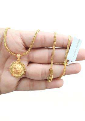 Gold-Plated Circular Pendants with Chains for Men & Women | Traditional Temple Jewellery for Wedding & Festive Wear | Festive Gift