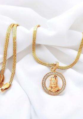 Gold-Plated Circular Pendants with Chains for Men & Women | Traditional Temple Jewellery for Wedding & Festive Wear | Festive Gift