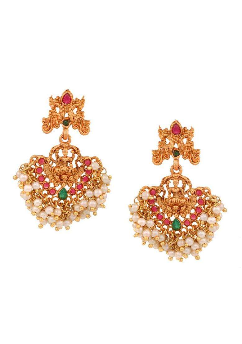 Combo of 2 Gold-Plated Red & Green Stone Studded Temple Jewelleey Set for Women | Traditional Temple Jewellery for Wedding & Festive Wear | Gift for Her - Indya