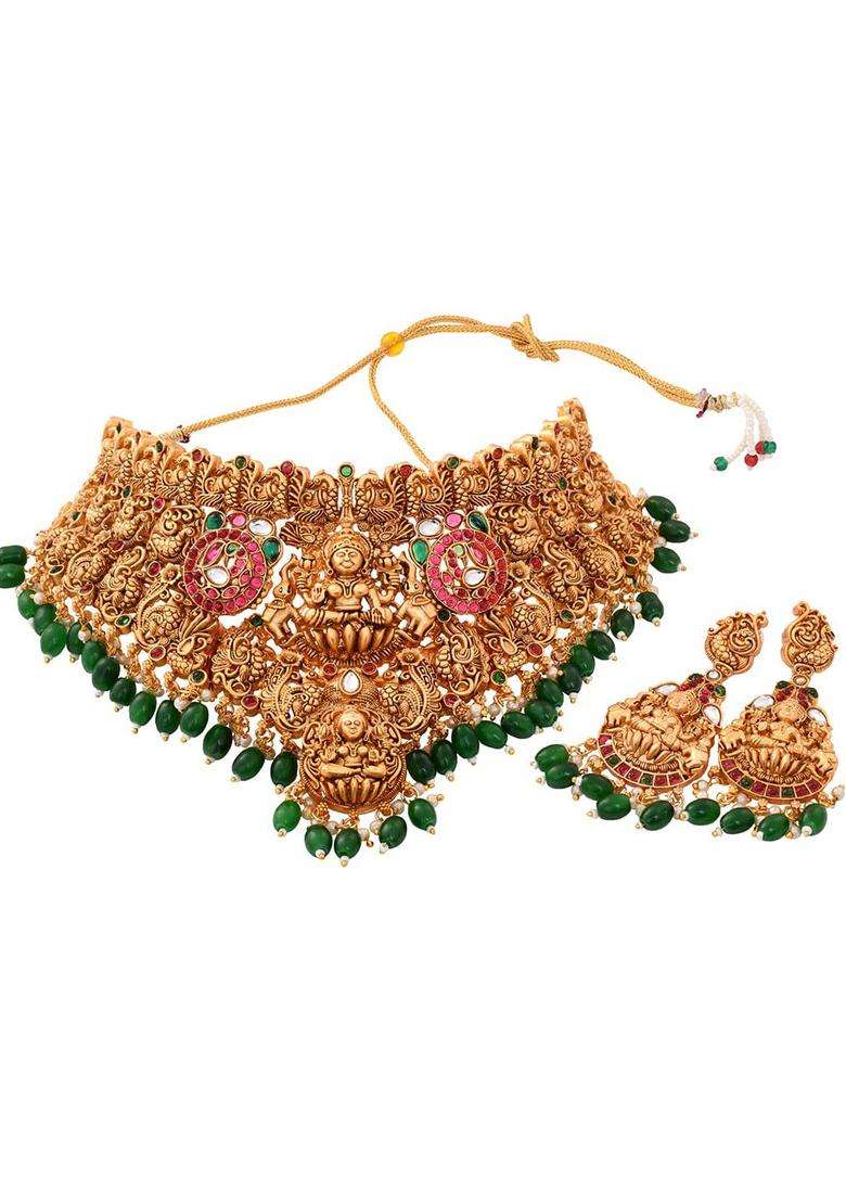 Gold-Plated Green & Pink Kundan Studded Jewellery Set for Women | Stylish Party & Everyday Wear | Gift for Her - Indya