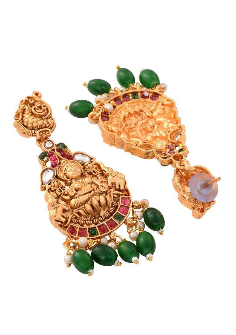 Gold-Plated Green & Pink Kundan Studded Jewellery Set for Women | Stylish Party & Everyday Wear | Gift for Her - Indya