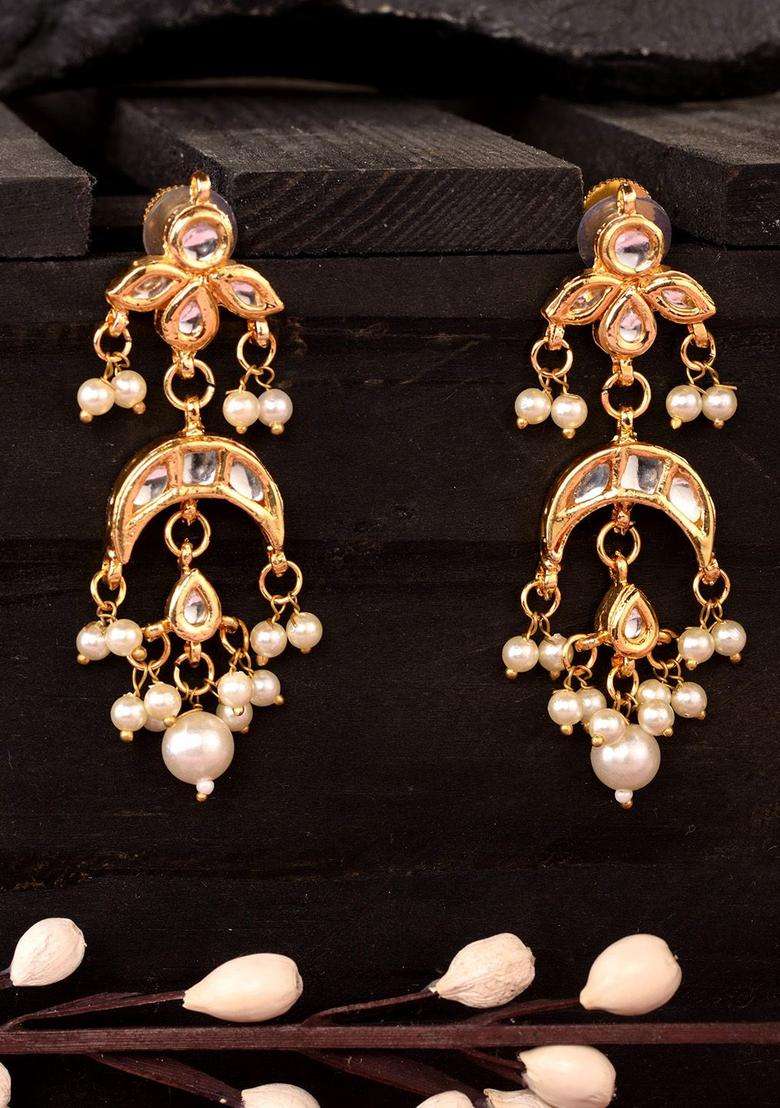 Gold-Toned Contemporary Drop Earrings for Women | Traditional Temple Jewellery for Wedding & Festive Wear | Gift for Her - Indya