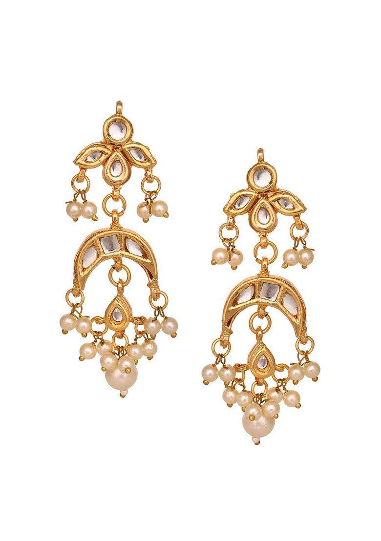 Gold-Toned Contemporary Drop Earrings for Women | Traditional Temple Jewellery for Wedding & Festive Wear | Gift for Her - Indya