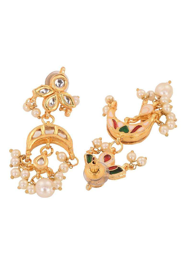 Gold-Toned Contemporary Drop Earrings for Women | Traditional Temple Jewellery for Wedding & Festive Wear | Gift for Her - Indya