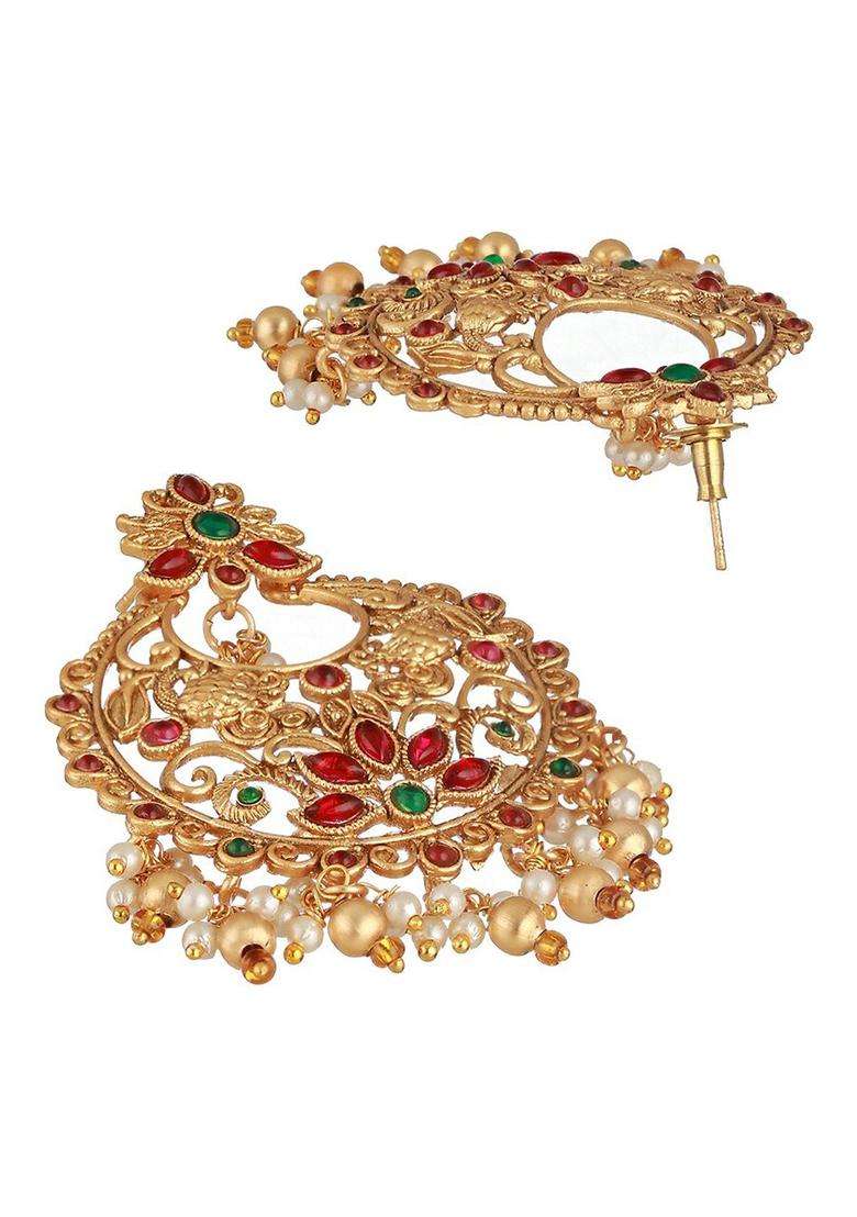 Gold-Plated American Diamond Studded Chandbalis for Women | Traditional Temple Jewellery for Wedding & Festive Wear | Gift for Her - Indya