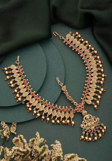 Gold-Plated American Diamond Studded Temple Head Jewellery for Women | Traditional Temple Jewellery for Wedding & Festive Wear | Gift for Her