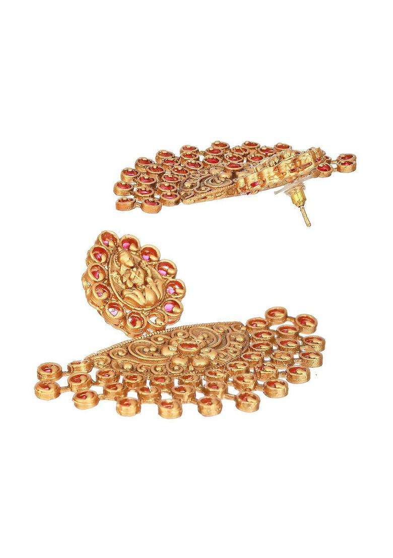 Gold-Plated American Diamond Temple Chandbalis for Women | Traditional Temple Jewellery for Wedding & Festive Wear | Gift for Her - Indya